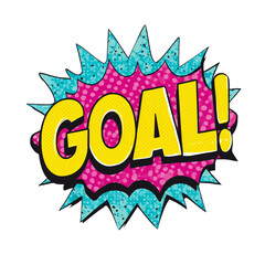 Naklejka premium Colorful comic style speech bubble with text goal