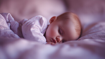 Young Baby Sleeping Peacefully on Soft Bed in Cozy Room