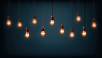 Vintage incandescent light bulbs hanging from the ceiling.