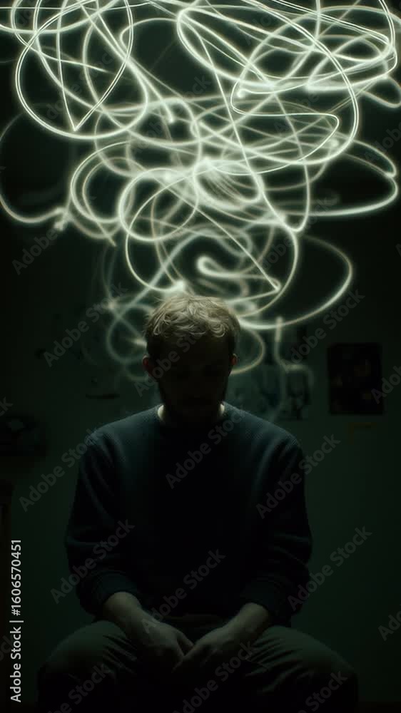 Poster captivating visual exploration of thoughts and emotions in low light setting