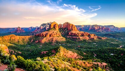 Fototapeta premium A breathtaking vista of red rock formations at sunset
