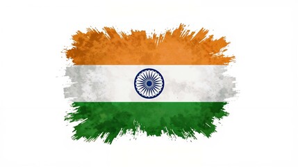 Artistic Indian Flag with Grunge Brush Stroke Effect