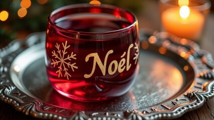Exquisite scene of Christmas wine glasses