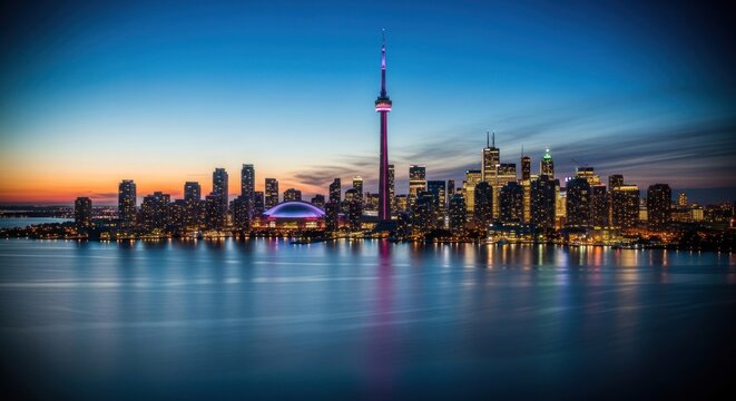Toronto skyline at twilight - Powered by Adobe