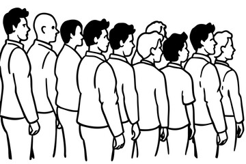  Group of People Standing in Line Coloring Page - Printable Human Figures