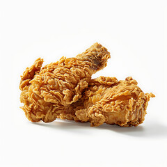 Crispy Fried Chicken Pieces Isolated on White Background