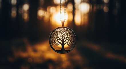 Obraz premium Tree of life pendant, sunset forest