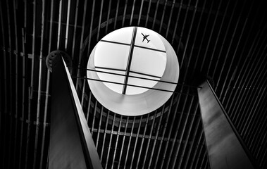 Plane Over Circular Skylight in Modern Architecture