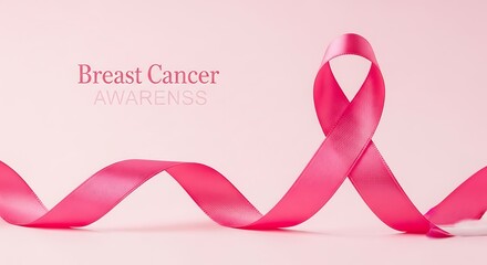 Pink ribbon signifying breast cancer awareness.