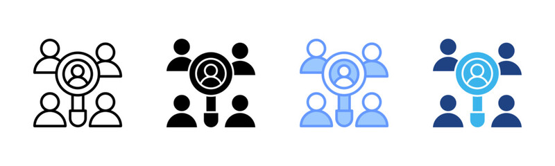 Research Group icon set multiple style collection
