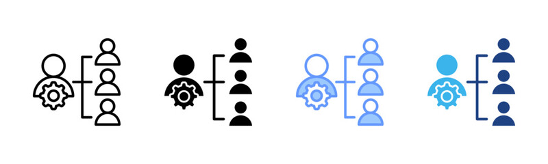 Organization Structure icon set multiple style collection