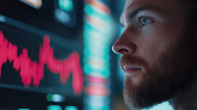 Man focused on market data