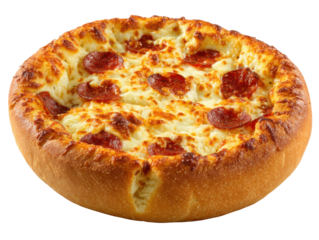 Delicious pepperoni pizza restaurant food photography indoor close-up. Isolated on transparent background, png.
