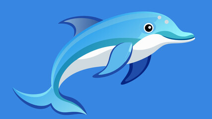 Fototapeta premium Stylized blue dolphin swimming in clear blue water