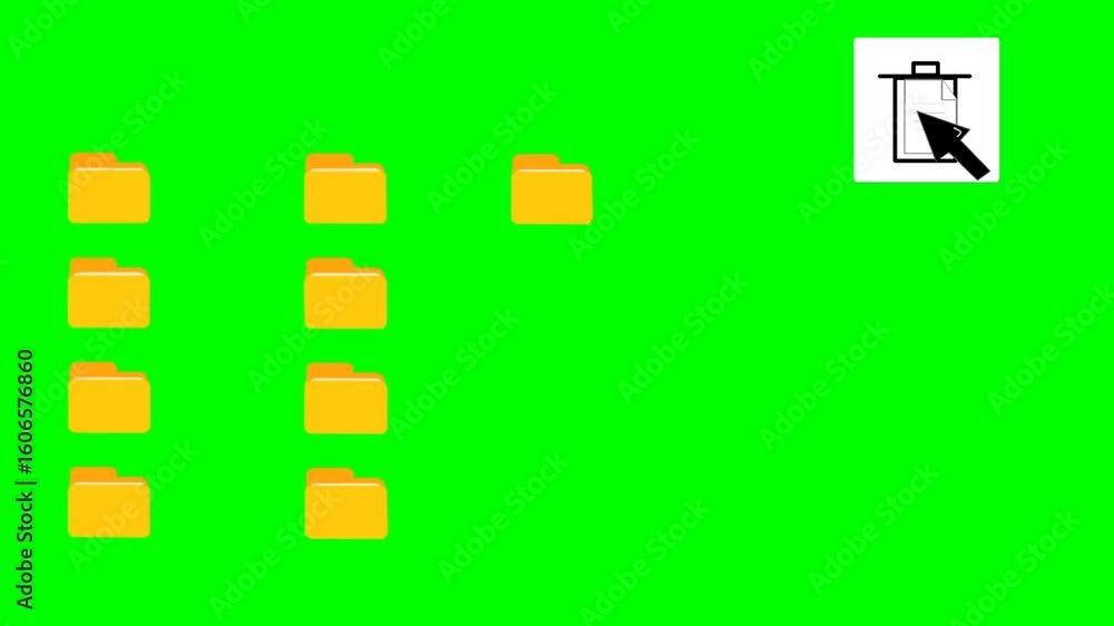 Poster deleting document action with green screen. remove file animation with cursor highlighting and dragg