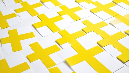 Yellow crosses on white background