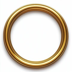 Obraz premium Empty golden round frame set against a white backdrop.