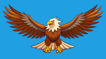 Obraz premium Majestic eagle with wings spread wide against a blue sky