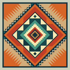 Abstract geometric vector illustration featuring a blank frame and vintage postage stamp design elements