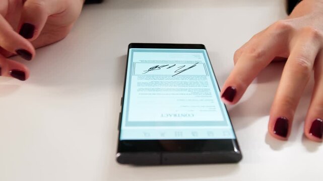 E-signature Contract Signing On Smartphone