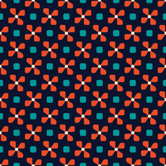Abstract shapes common geometric motif pattern continuous background. Modern fabric design textile swatch all over print block. Digital illustration high resolution image. Colorful ornamental texture.
