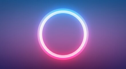 Obraz premium Neon Circle Abstract Background: Glowing Pink and Blue Ring