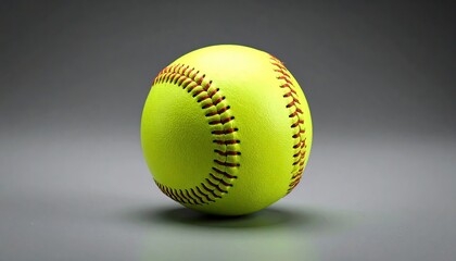 Yellow softball on gray background