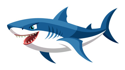 Obraz premium Cartoon shark with open mouth and sharp teeth
