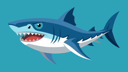 Obraz premium Fierce blue shark with open mouth and sharp teeth