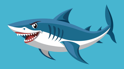 Obraz premium Cartoon shark with fierce grin and sharp teeth