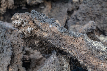 BASALT, ROCKS OF SAN FRANCISCO VOLCANIC FIELD. Bonito Lava Flow. A’a Trailhead, Sunset Crater...