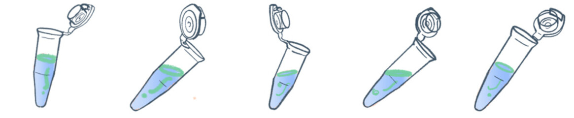 Hand-drawn Centrifuge Tubes with Purple Liquid – Science Lab Clipart Set for Educational and Research Projects