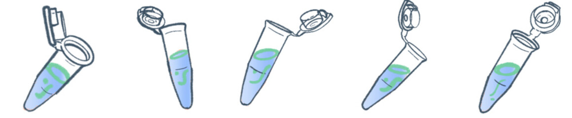 Hand-drawn Centrifuge Tubes with Purple Liquid – Science Lab Clipart Set for Educational and Research Projects