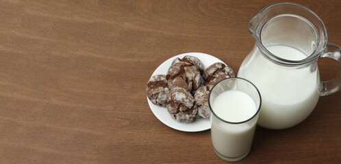 milk and chocolate chip cookies

