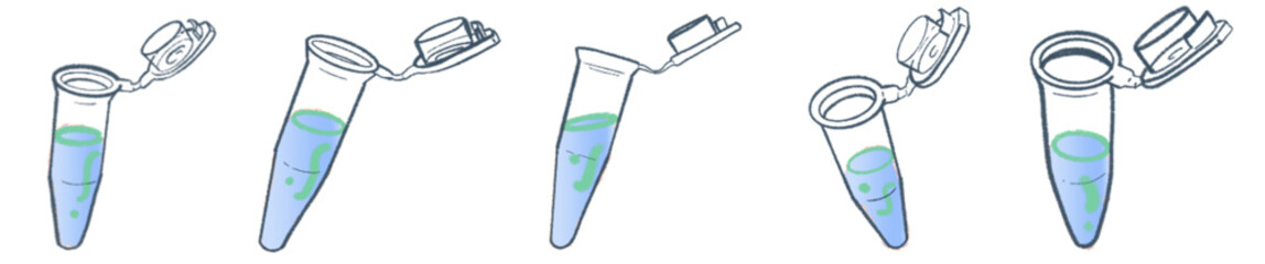 Hand-drawn Centrifuge Tubes with Purple Liquid – Science Lab Clipart Set for Educational and Research Projects