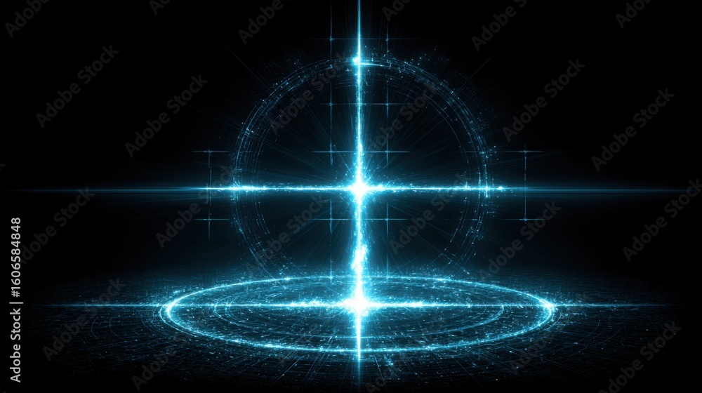Poster Cross symbol illuminated against a dark background creating a powerful and striking visual impact
