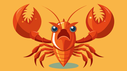 Aggressive Cartoon Lobster Vector Illustration Open Claws, Angry Expression