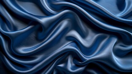 Obraz premium Draped, shiny blue fabric texture. Soft folds create a smooth, luxurious look