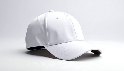 Fototapeta premium White baseball cap on a plain white background