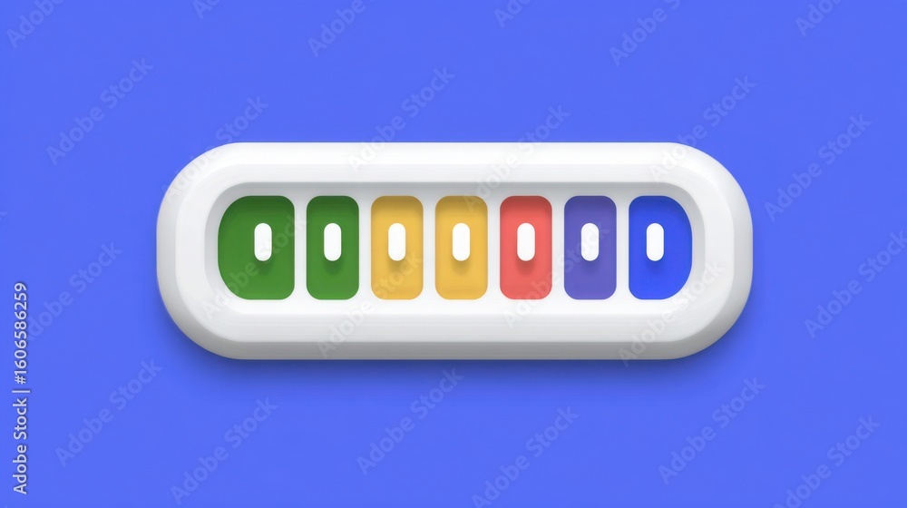 Poster white button featuring four distinct colors representing a confidence index measurement panel in fla