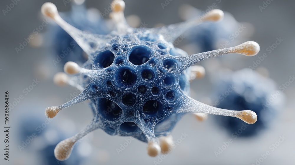 Poster intricate artistic representation of a virus in a corporate neural network concept for modern techno