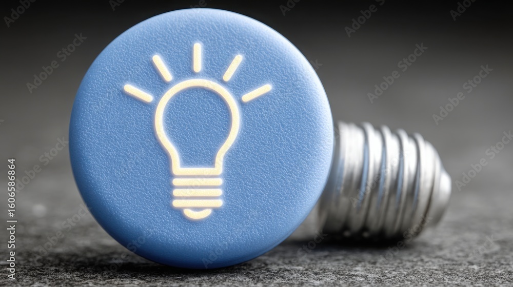 Poster lightbulb illuminating against a dark background representing ideas and innovation in creative hub d