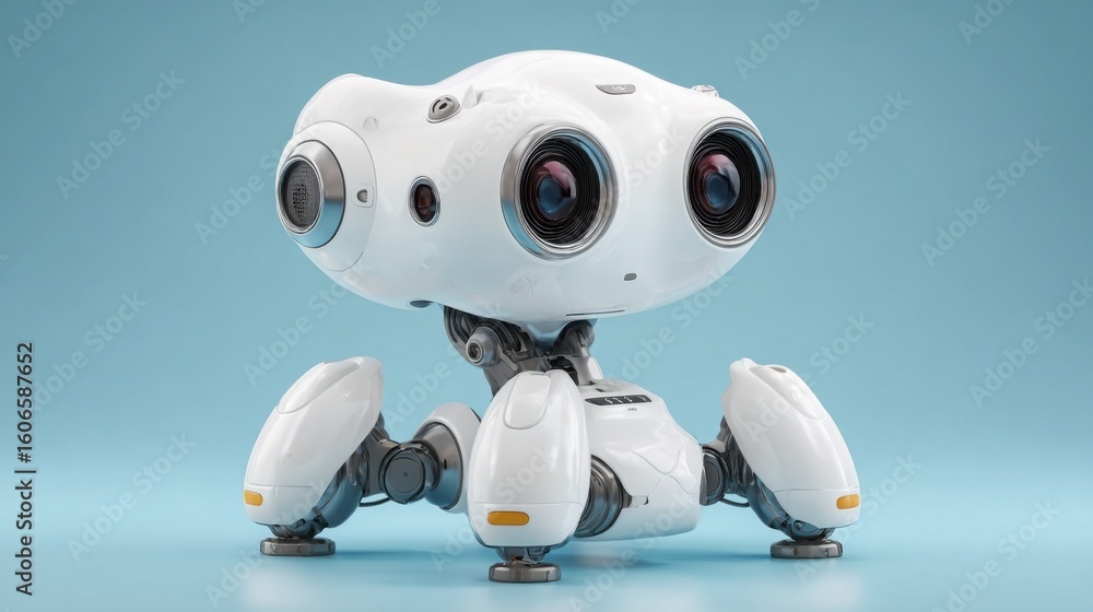 Poster innovative robot design symbolizing future technologies and automation in a digital enterprise envir