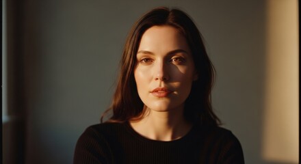 Woman, soft light, neutral background