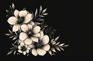 Artistic flower outline illustrations suitable for funerals.