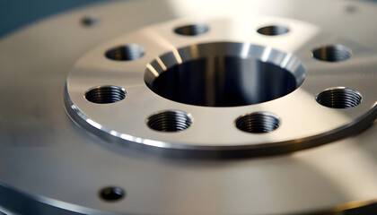 Close-up of a metallic circular component with a recessed inner section