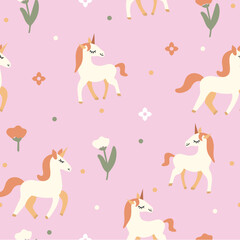 Cute Baby Unicorn Blushing  Repeat Vector Kids Pattern 