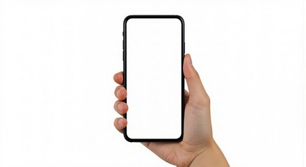 Hand Holding Smartphone with Blank Screen Mobile Mockup