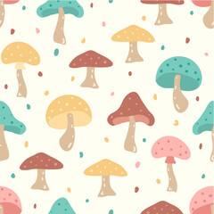 Colorful Saggy Mushrooms Repeat Vector Abstract Pattern 
