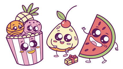 funny fruits character 